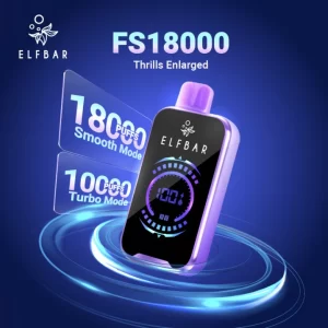 Person enjoying a flavorful vape using the Elf Bar FS18000 Disposable Vape Pod, illustrating ease of use and satisfaction