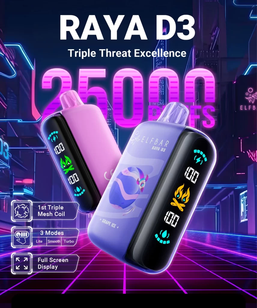 ElfBar RAYA D3 25000 Puffs Disposable Vape with Burst Mode – Buy Online in India at Puffedge